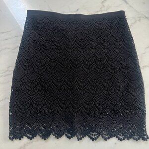$79 MNG by Mango Black Lace Skirt Women’s Medium Lined Cotton, Zip Back, Elegant